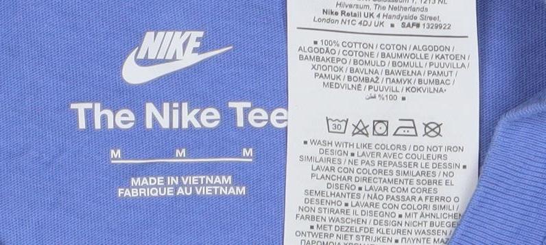 Nike Men's Blue Medium Cotton Crew Neck T-Shirt