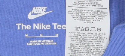 Nike Men's Blue Medium Cotton Crew Neck T-Shirt