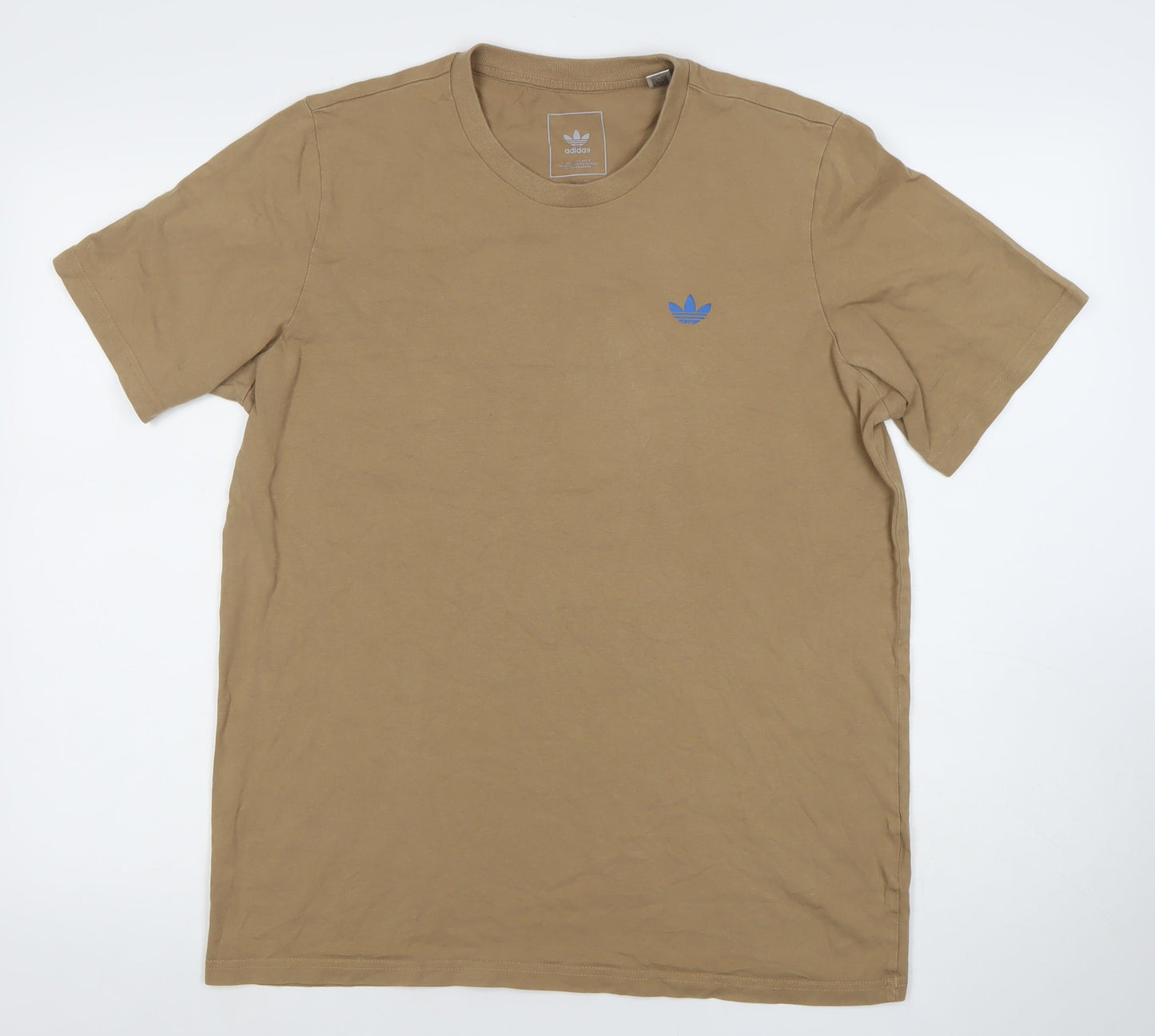Adidas Men's Beige Medium Skateboarding Logo Cotton T-Shirt
