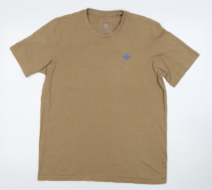 Adidas Men's Beige Medium Skateboarding Logo Cotton T-Shirt
