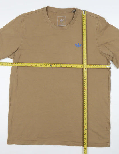 Adidas Men's Beige Medium Skateboarding Logo Cotton T-Shirt