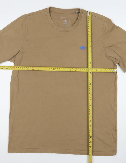Adidas Men's Beige Medium Skateboarding Logo Cotton T-Shirt