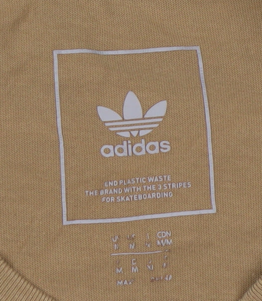 Adidas Men's Beige Medium Skateboarding Logo Cotton T-Shirt