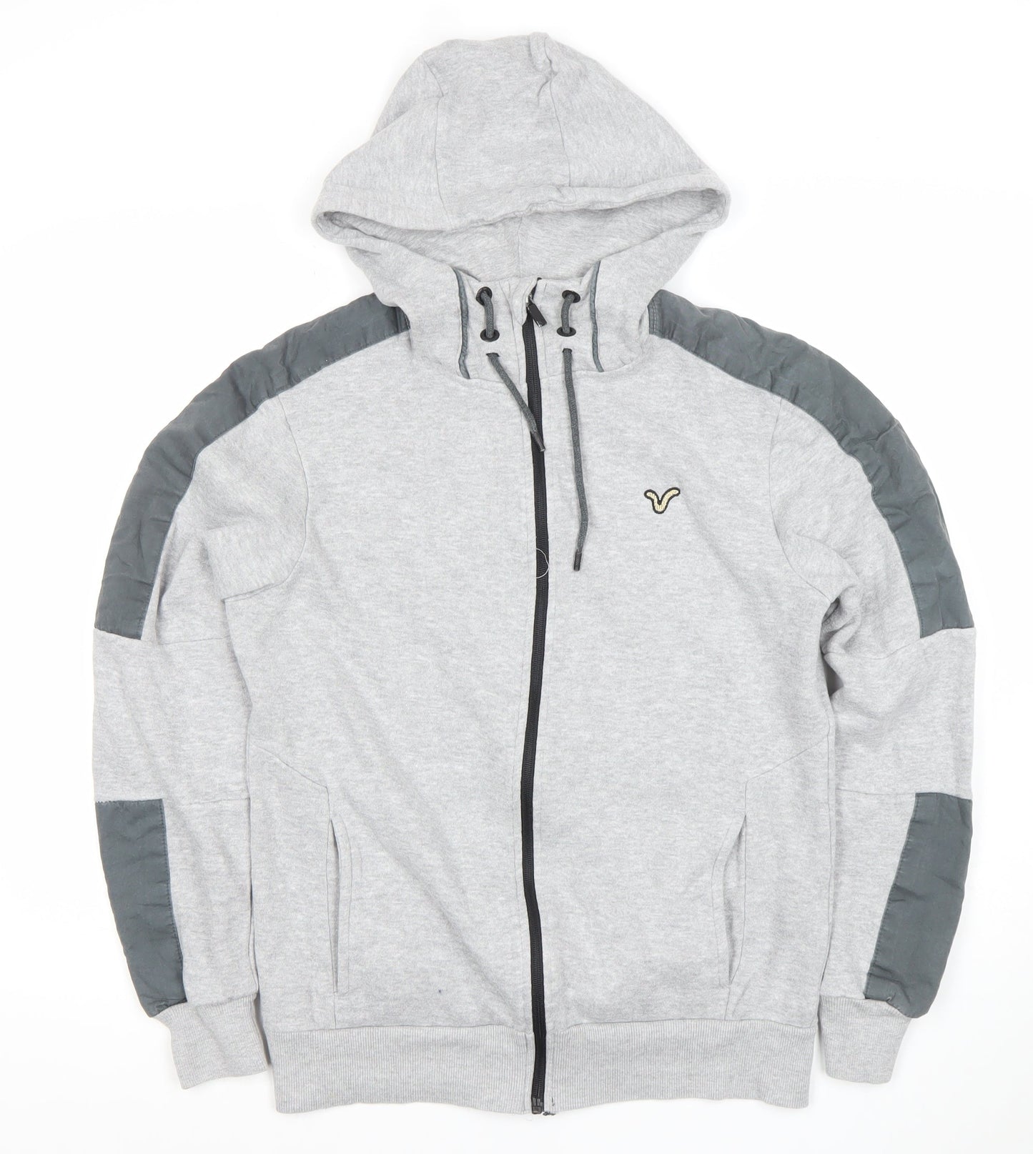 Voi Jeans Co Mens Grey Full Zip Hoodie Size S Regular Fit Hooded