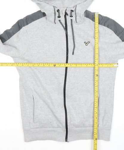 Voi Jeans Co Mens Grey Full Zip Hoodie Size S Regular Fit Hooded