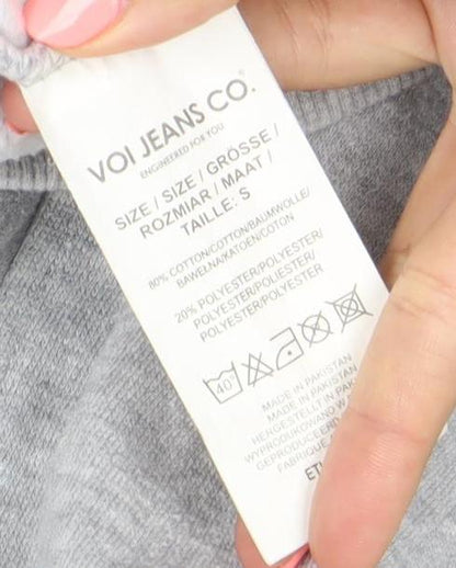 Voi Jeans Co Mens Grey Full Zip Hoodie Size S Regular Fit Hooded