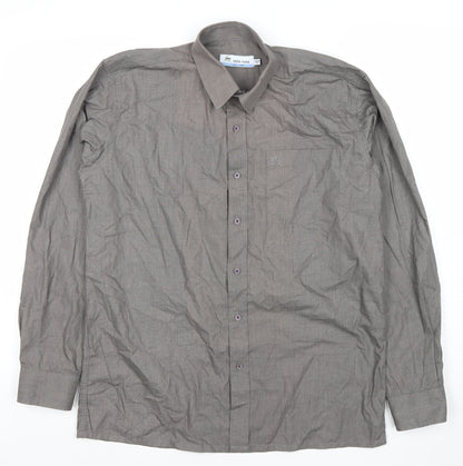 Deer Park Men’s Grey Long Sleeve Button-Up Shirt Size 15 Regular Fit