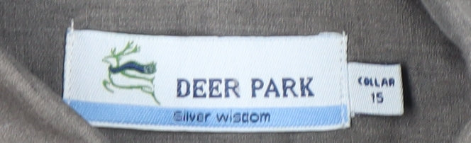 Deer Park Men’s Grey Long Sleeve Button-Up Shirt Size 15 Regular Fit