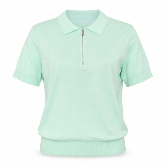 boohooMAN Unisex Green Polo Shirt M Short Sleeve Zip Collared Top