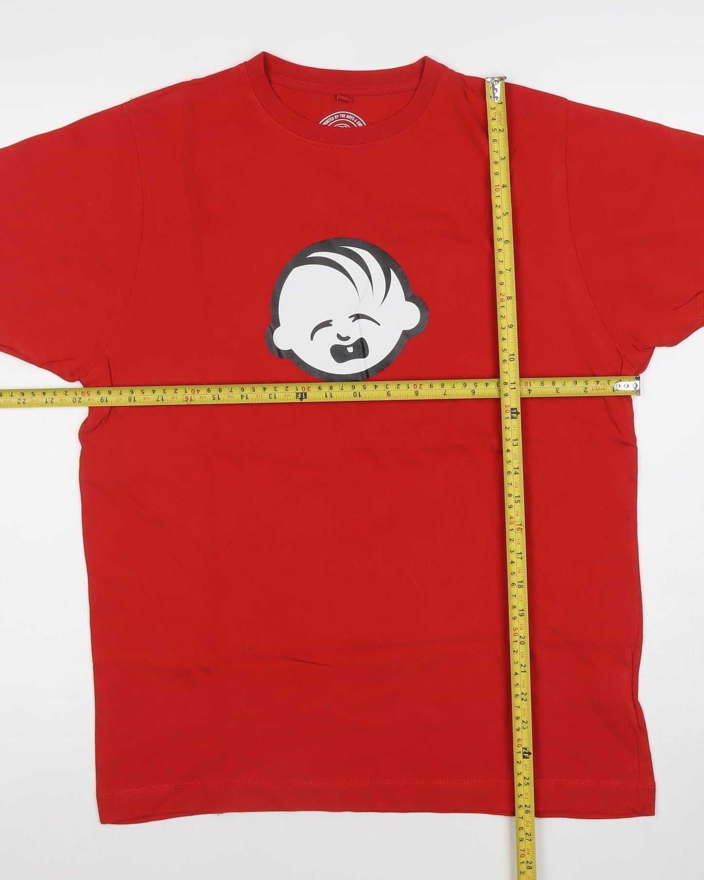 Hairy Baby Mens Red Cotton Graphic T-Shirt Size M Funny Logo