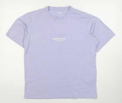 Jack & Jones Men’s Purple Medium Crew Neck Cotton T-Shirt