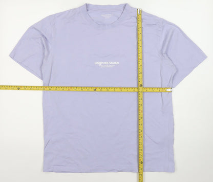 Jack & Jones Men’s Purple Medium Crew Neck Cotton T-Shirt