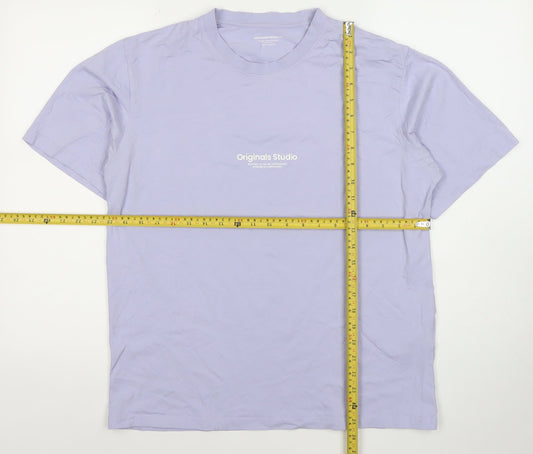 Jack & Jones Men’s Purple Medium Crew Neck Cotton T-Shirt