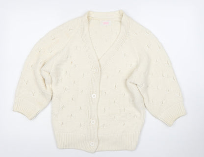 Savida Women’s Ivory V-Neck Knit Cardigan Size 12 Medium 3/4 Sleeve