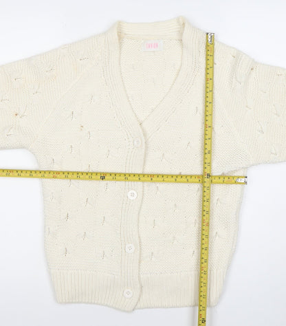 Savida Women’s Ivory V-Neck Knit Cardigan Size 12 Medium 3/4 Sleeve
