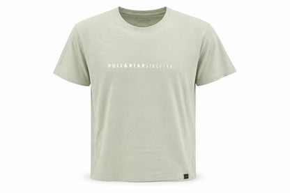 Pull&Bear Men's Green M Regular Fit Logo Cotton T-Shirt