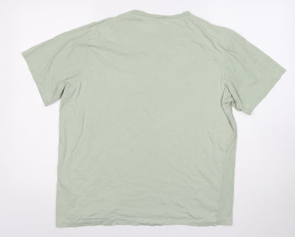 Pull&Bear Men's Green M Regular Fit Logo Cotton T-Shirt