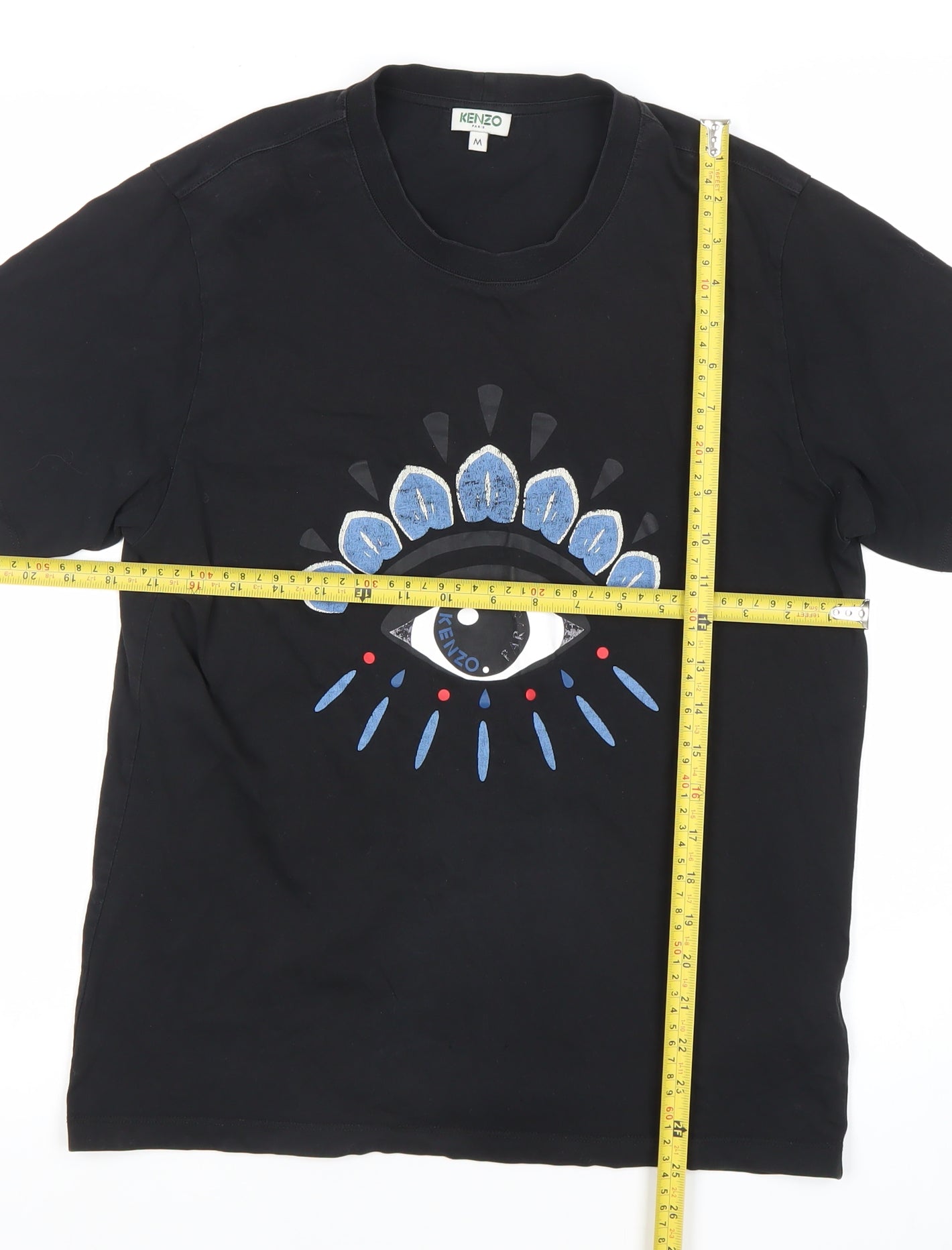 Kenzo Men's Black Eye Embroidered Cotton Graphic T-Shirt Size M