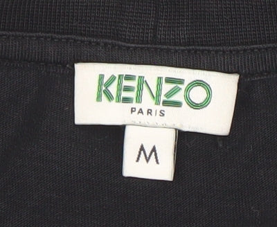 Kenzo Men's Black Eye Embroidered Cotton Graphic T-Shirt Size M