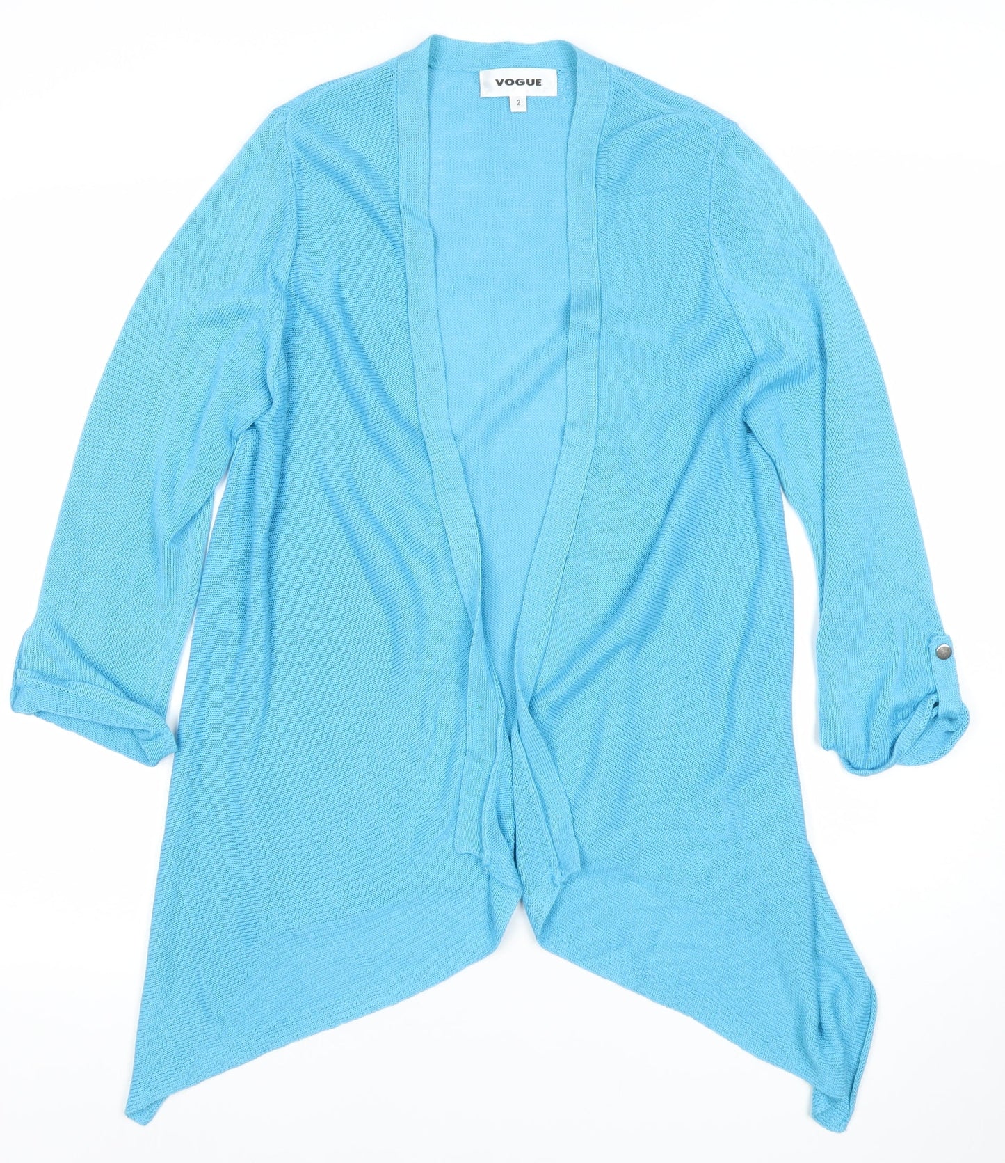 Vogue Women's Blue Cotton Viscose Cardigan Size S Open Long Sleeve