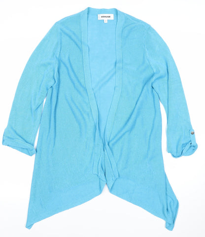Vogue Women's Blue Cotton Viscose Cardigan Size S Open Long Sleeve