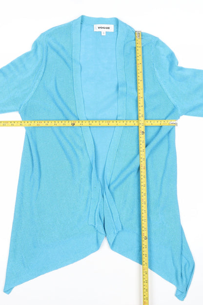 Vogue Women's Blue Cotton Viscose Cardigan Size S Open Long Sleeve