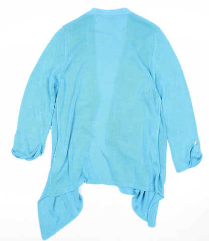 Vogue Women's Blue Cotton Viscose Cardigan Size S Open Long Sleeve