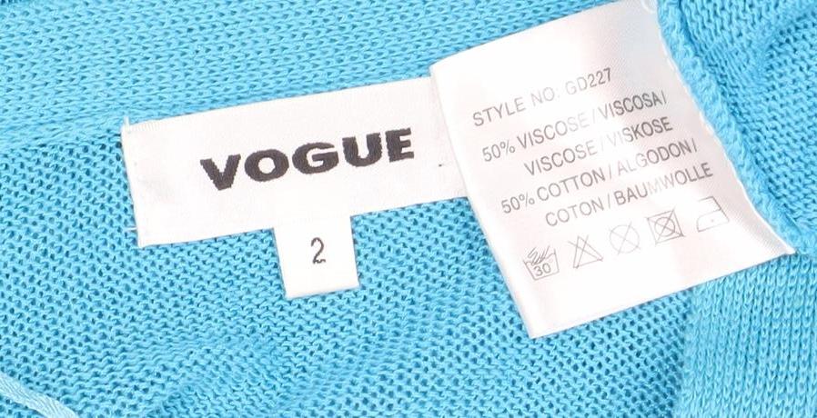 Vogue Women's Blue Cotton Viscose Cardigan Size S Open Long Sleeve