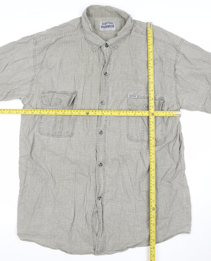 Defox Men's Grey 2XL Cotton Short Sleeve Button-Up Casual Shirt