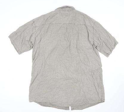 Defox Men's Grey 2XL Cotton Short Sleeve Button-Up Casual Shirt
