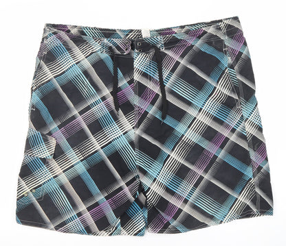 Dunnes Men’s Black Check XL Board Shorts Swimwear Quick Dry