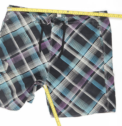 Dunnes Men’s Black Check XL Board Shorts Swimwear Quick Dry