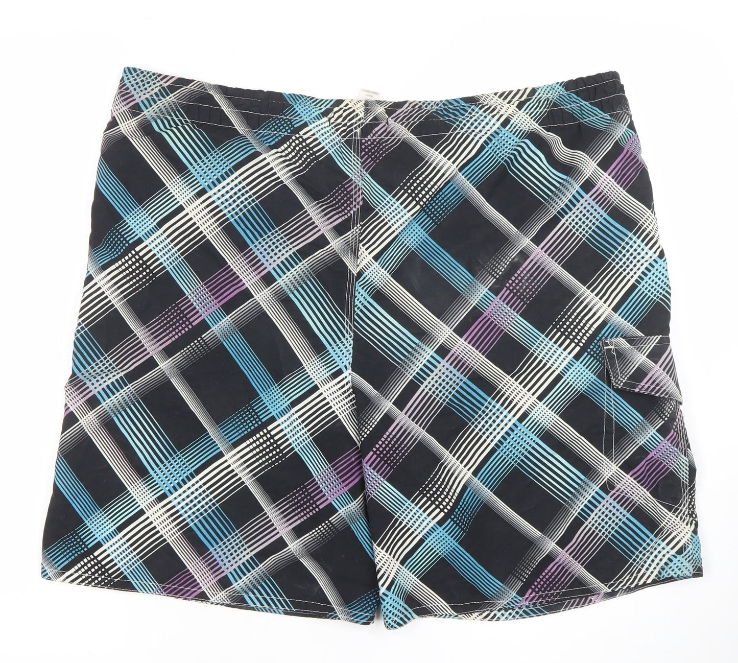 Dunnes Men’s Black Check XL Board Shorts Swimwear Quick Dry