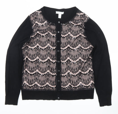 Charter Club Womens Black Lace Cardigan Jumper Size S
