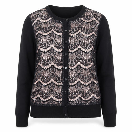Charter Club Womens Black Lace Cardigan Jumper Size S