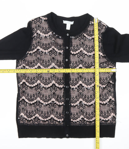Charter Club Womens Black Lace Cardigan Jumper Size S