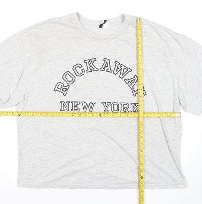 H&M Divided Women's Grey Rockaway New York XL T-Shirt Short Sleeve