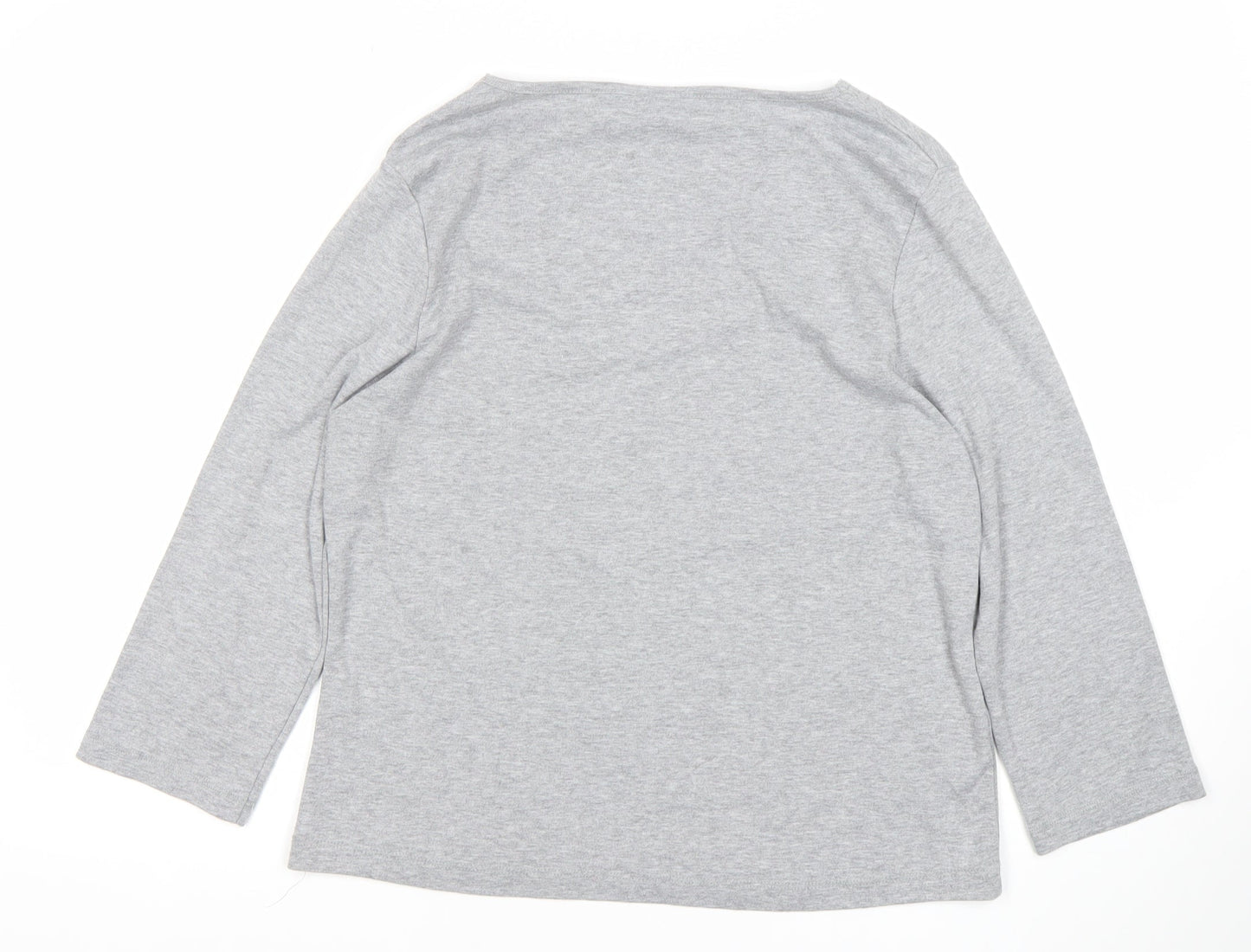 CC Women’s Grey V-Neck 3/4 Sleeve Cotton Stretch Top L