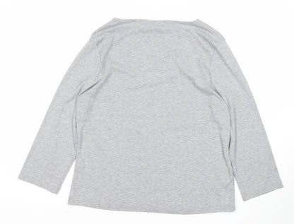 CC Women’s Grey V-Neck 3/4 Sleeve Cotton Stretch Top L