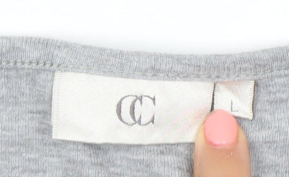 CC Women’s Grey V-Neck 3/4 Sleeve Cotton Stretch Top L