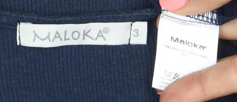 Maloka Womens Blue Shift Dress Size 12 Sleeveless Lace Trim