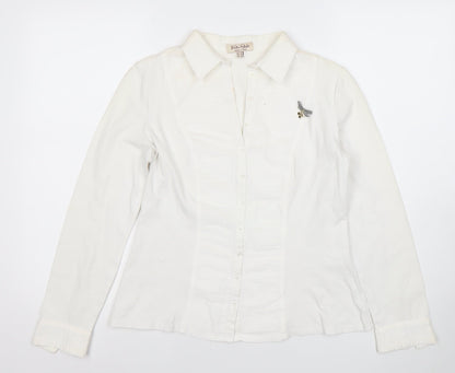 Tinta Style Women White Size 14 Cotton Stretch Long Sleeve Button Shirt