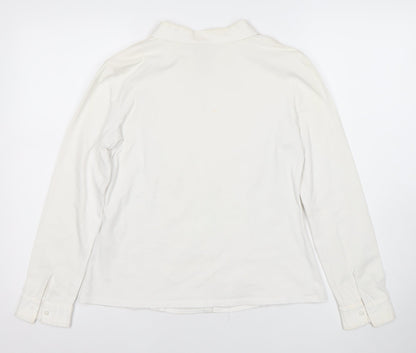 Tinta Style Women White Size 14 Cotton Stretch Long Sleeve Button Shirt
