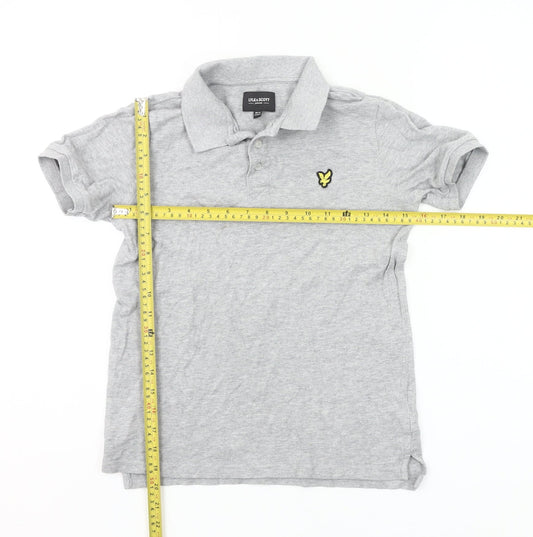 Lyle & Scott Boys Grey Polo Shirt 10-11 Years Cotton Short Sleeve