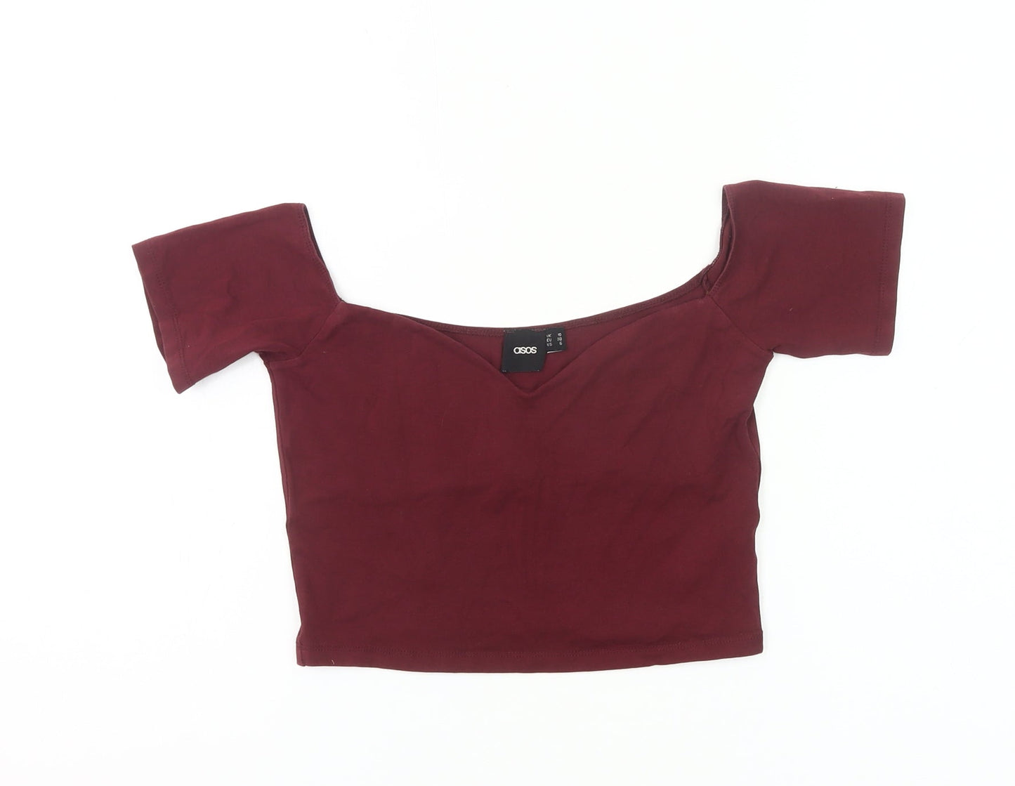 ASOS Womens Red Cropped Scoop Neck Slim Fit T-Shirt UK 10