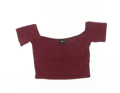 ASOS Womens Red Cropped Scoop Neck Slim Fit T-Shirt UK 10