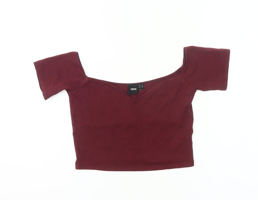 ASOS Womens Red Cropped Scoop Neck Slim Fit T-Shirt UK 10