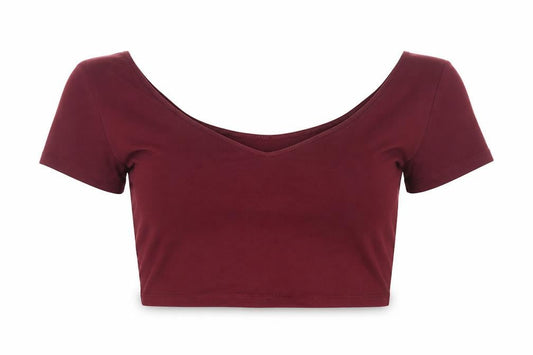 ASOS Womens Red Cropped Scoop Neck Slim Fit T-Shirt UK 10