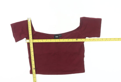 ASOS Womens Red Cropped Scoop Neck Slim Fit T-Shirt UK 10
