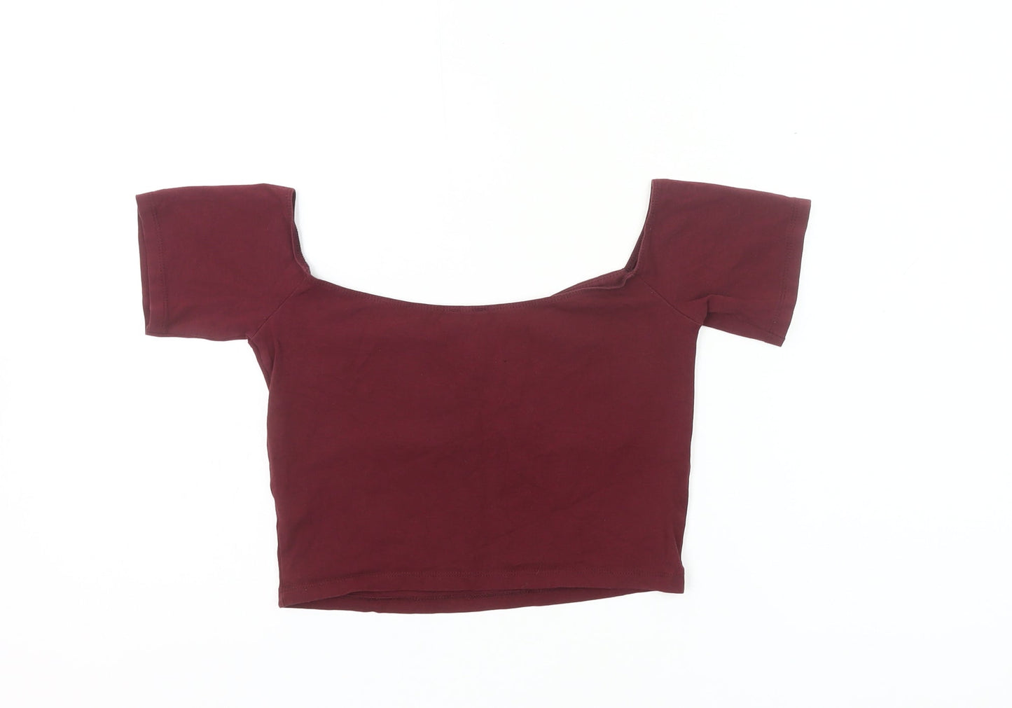 ASOS Womens Red Cropped Scoop Neck Slim Fit T-Shirt UK 10